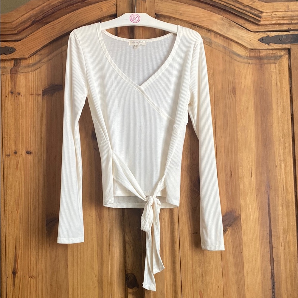 Vintage Y2K Ultra Flirt Cream Ballet Wrap Blouse